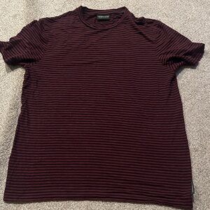 Emporio Armani Men's Burgundy Striped Tee